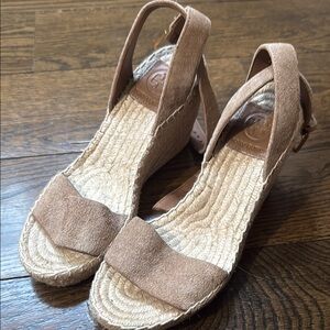 Tory Burch Tan Espadrille Wedges with Ankle Strap